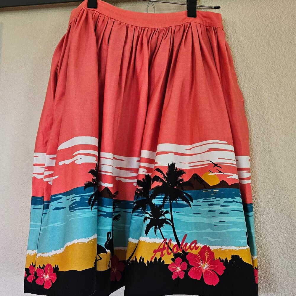 Collectif Modcloth Jasmine Aloha Border Swing Skirt